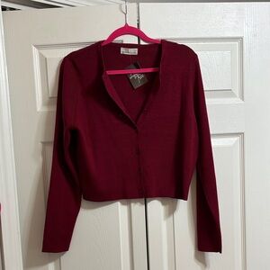 NWT Zenana Outfitters Burgundy Ribbed Button-Front Cardigan